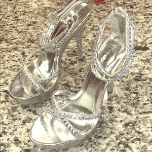 Silver bling heels